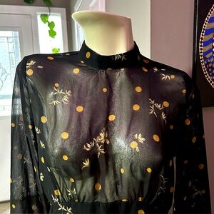 Sheer Black Floral Dress
